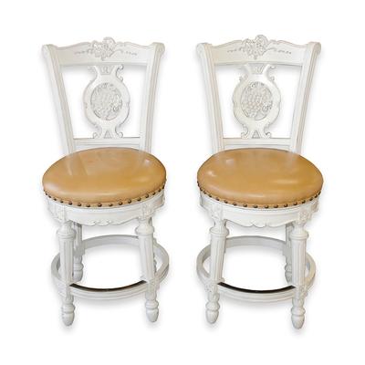 Pair of Frontgate White Provencal Counter Stools 