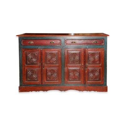 Hand Painted Carved Wood Sideboard